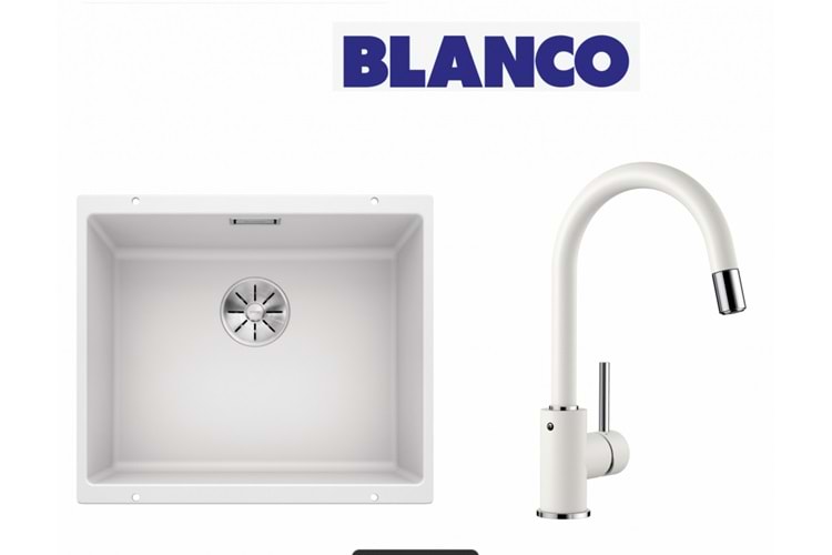 Blanco Sublıne 500-U Eviye + Mıda-S Beyaz Armatür Set